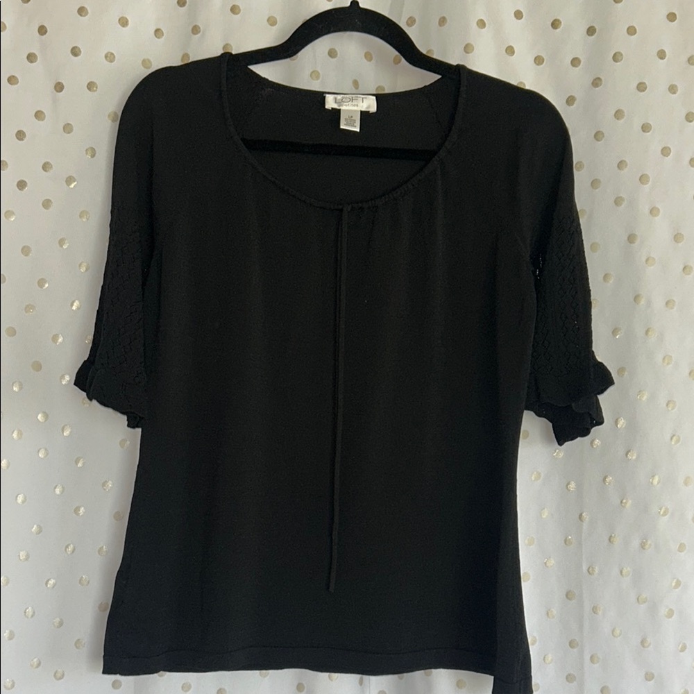 LOFT Black Lace Sleeve Blouse